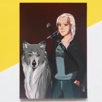 art print van danika met naast haar haar wolf vorm