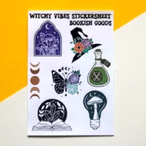 stickervel met daarop verschillende stickers in heksen thema