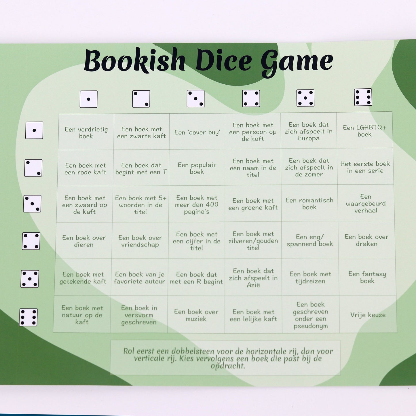 bookish dice game met lees opdrachten